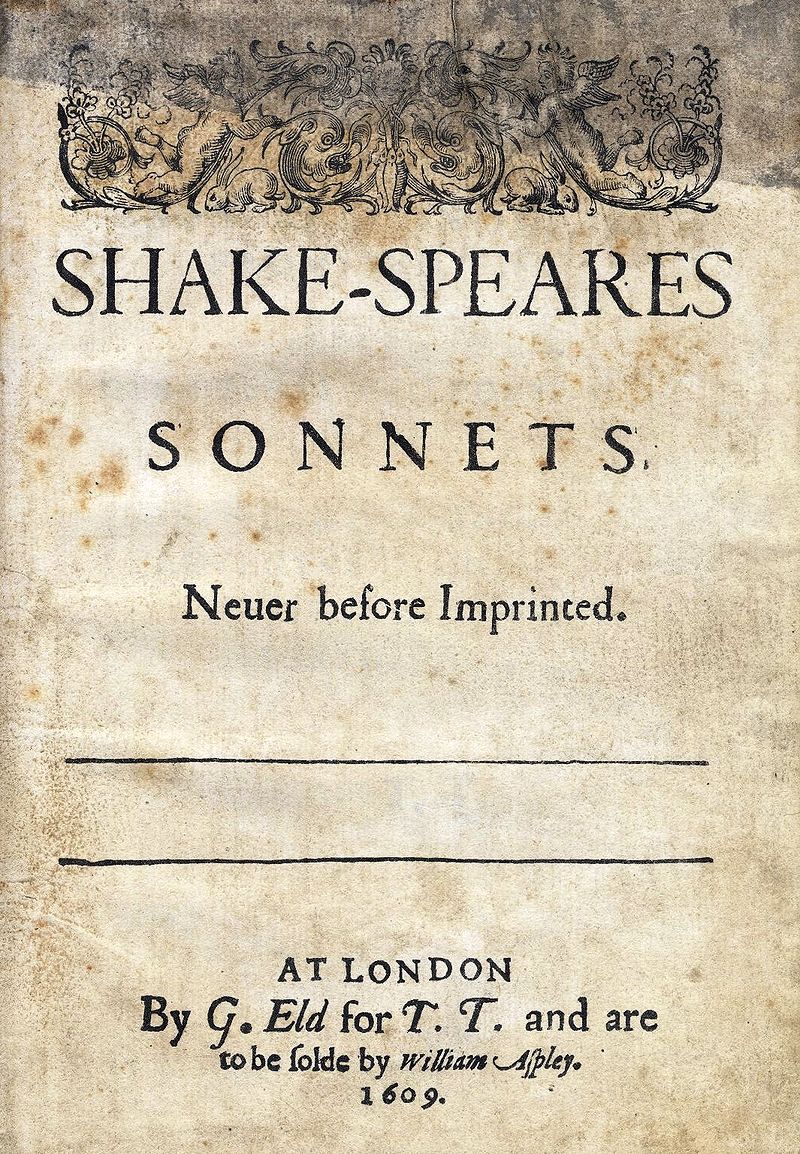 1609 cover of collection of Shakespeare's sonnets