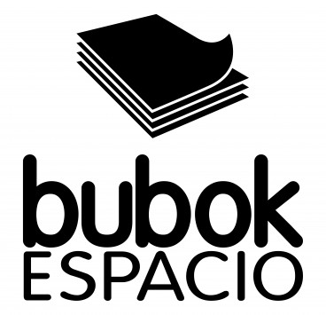 Black and white Bubok space logo